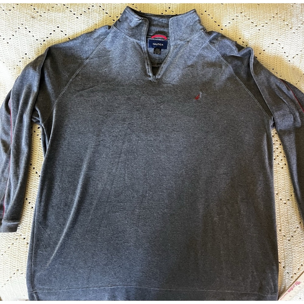 Nautica gray cotton & polyester quarter zip sweatshirt in XL #nautica #preppy